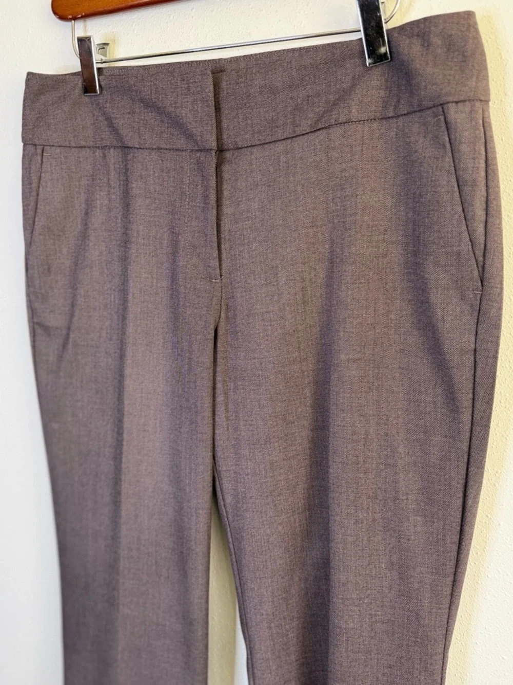 Ann Taylor Factory Curvy Fit Pants Size 6 Plum Brown Straight Leg Dress Pants